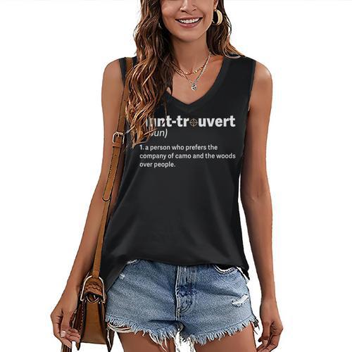 Introvert Hunter Definition Sarcastic Wildlife Hunting Humor Women's V-Neck Tank Top - Raresse