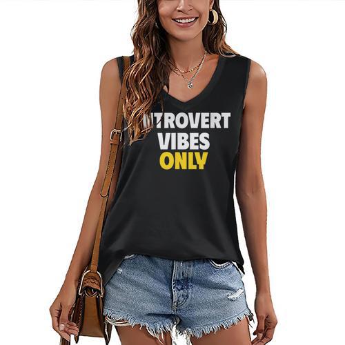 Introvert Vibes Only Women's V-Neck Tank Top - Raresse