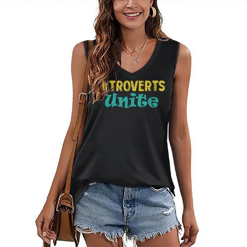 Introverts Unite I Introvert Women's V-Neck Tank Top - Raresse
