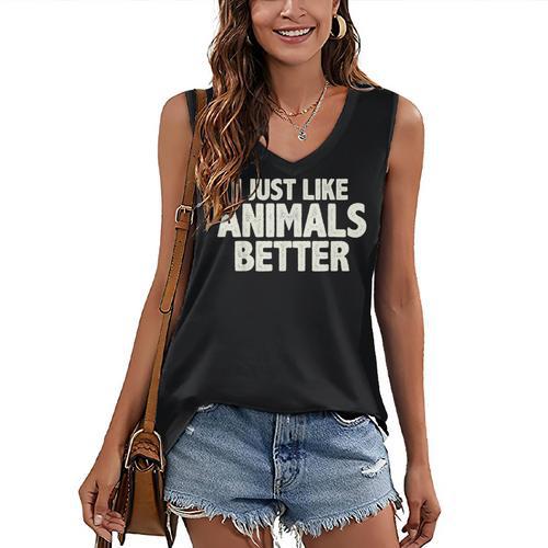 I Just Like Animals Better I Introvert Women's V-Neck Tank Top - Raresse