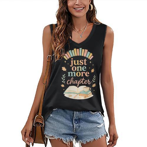 Just One More Chapter Cozy Book Lover Reading & Coffee Women's V-Neck Tank Top - Bookorys