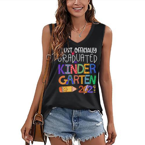 Kids Kindergarten Graduation Class Of 2021 Shirt I Just Graduated Women's V-Neck Tank Top - Best Gift Smart