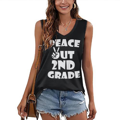 Kids Peace Out 2ND Grade For Graduation Women's V-Neck Tank Top - Best Gift Smart