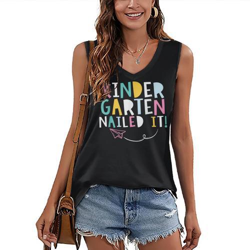 KINDERGARTEN Graduation TShirt 2018 Last Day Of School Women's V-Neck Tank Top - Best Gift Smart