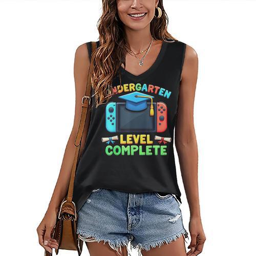 Kindergarten Level Complete Graduation Class 2025 Gamer Boys Women's V-Neck Tank Top - Best Gift Smart
