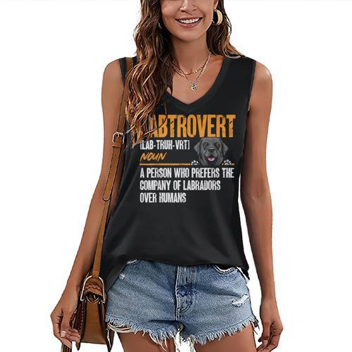 Labrador Retriever Labtrovert Definition Introvert Labrador Women's V-Neck Tank Top - Raresse