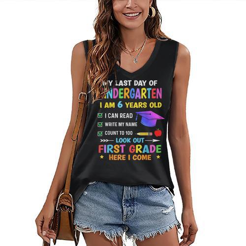 Last Days Of Kindergarten Graduation 2025 Graduate Boys Girl Women's V-Neck Tank Top - Best Gift Smart