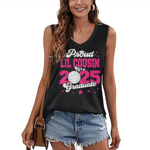 Lil Cousin Of a 2025 Graduate Prom Graduation 25 VolleyBall Women's V-Neck Tank Top - Best Gift Smart