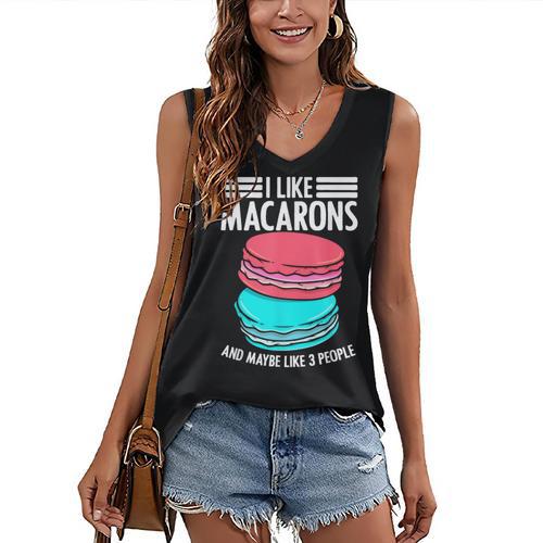 Macaroons Dessert Antisocial Introvert Pastries Food Lover Women's V-Neck Tank Top - Raresse