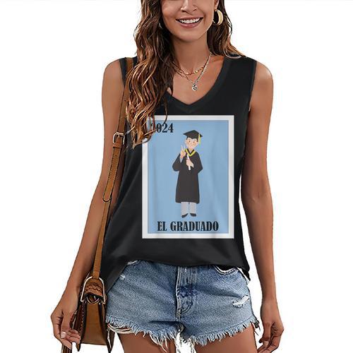 Mexican For Graduation El Graduado 2024 Women's V-Neck Tank Top - Best Gift Smart