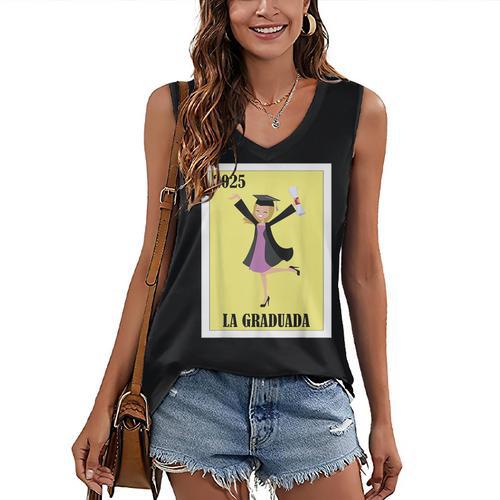 Mexican For Graduation La Graduada 2025 Women's V-Neck Tank Top - Best Gift Smart