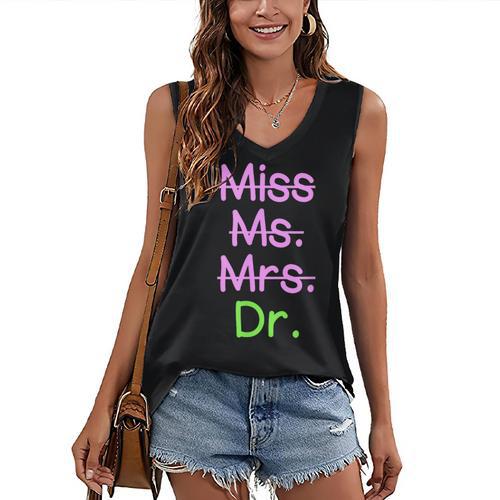MIss Ms Mrs Dr Graduation Phd Pink And Green Class 2021 Women's V-Neck Tank Top - Best Gift Smart