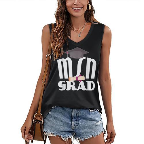 MSN Masters Graduation Men Women Son Daughter Women's V-Neck Tank Top - Best Gift Smart