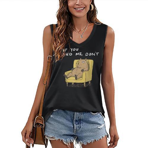 If You Need Me Don’t Introvert Capybara Sarcastic Women's V-Neck Tank Top - Raresse
