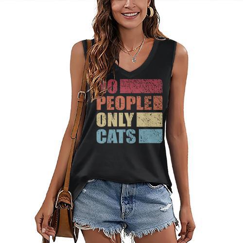 No People Only Cats Introvert Women's V-Neck Tank Top - Raresse