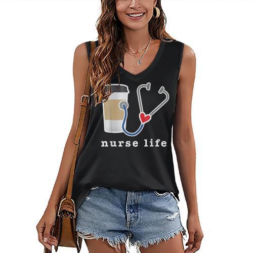 Nurse Life Graphic Nursing School Graduation Women's V-Neck Tank Top - Best Gift Smart