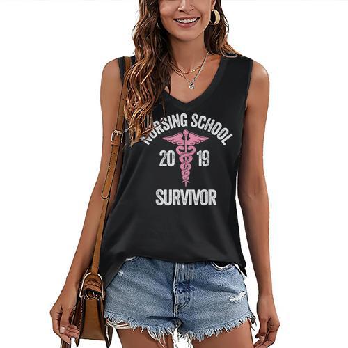 Nursing School Survivor Apparel Graduation Party Nurse RN Women's V-Neck Tank Top - Best Gift Smart