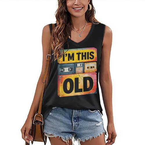 Im This Old Retro 80s 90s VHS Cassette Floppy Disk Nostalgia Women's V-Neck Tank Top - Figerry