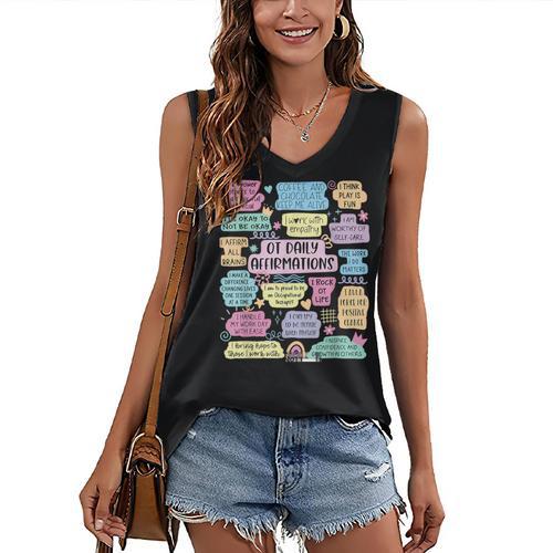 OT Daily Affirmations Occupational Therapy Month Graduation Women's V-Neck Tank Top - Best Gift Smart