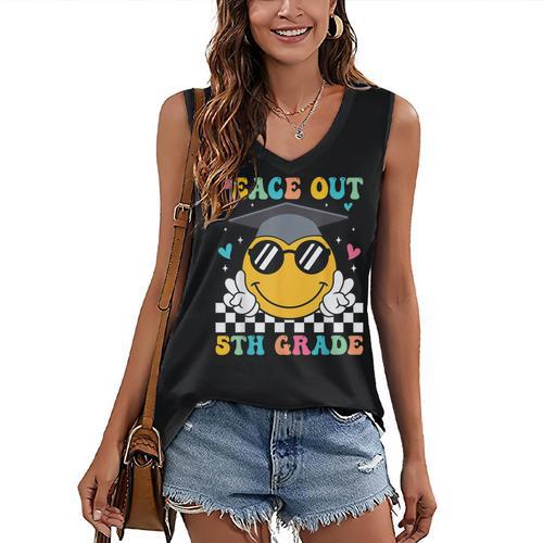 Peace Out 5th Grade Graduation Last Day Of School Women's V-Neck Tank Top - Best Gift Smart