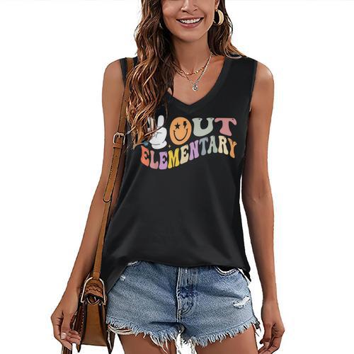Peace Out Elementary Graduation Graduate Class Of 2025 Women's V-Neck Tank Top - Best Gift Smart
