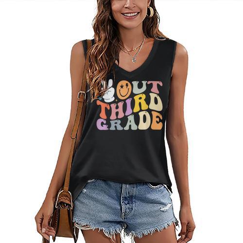 Peace Out Third 3rd Grade Graduation Graduate Class Of 2025 Women's V-Neck Tank Top - Best Gift Smart