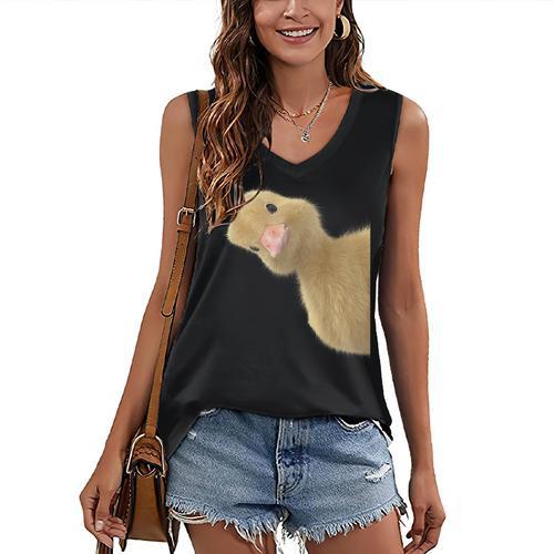 Peking Duck Peeking Chef Graduation Farm Duck Lover Women's V-Neck Tank Top - Best Gift Smart