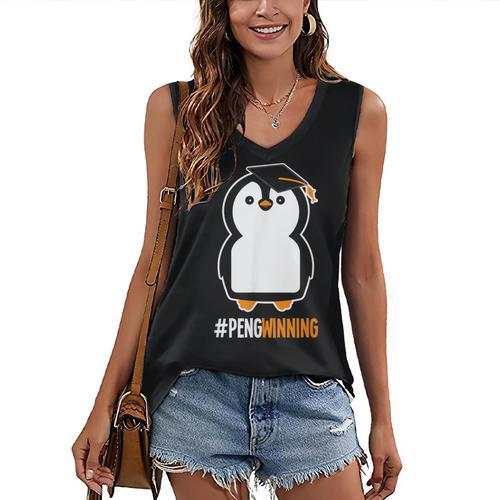 Penguin Graduation For Grads Hashtag Pengwinning Women's V-Neck Tank Top - Best Gift Smart