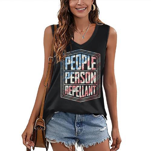People Person Repellant Introvert Women's V-Neck Tank Top - Raresse