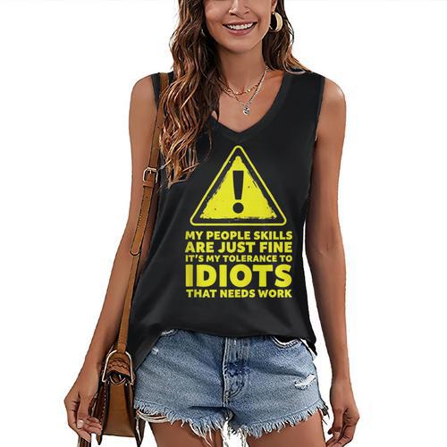 My People Skills Are Just Fine Sarcastic Introvert Women's V-Neck Tank Top - Raresse