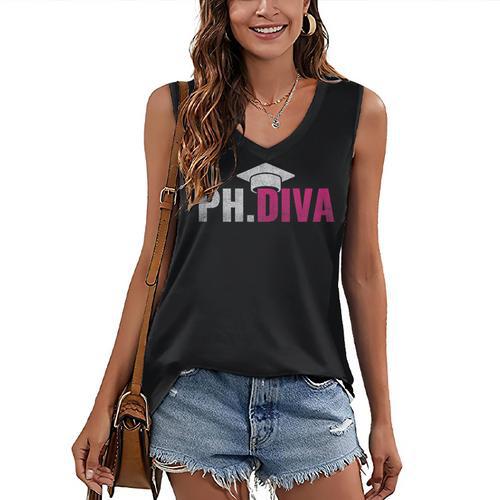 PhDiva PHD Student Graduation Degree Med Law School Women's V-Neck Tank Top - Best Gift Smart