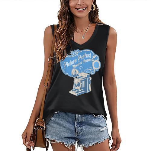 Picture Perfect Memories Forever Vintage Camera Nostalgia Women's V-Neck Tank Top - Figerry