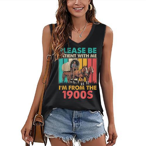 Please Be Patient I'm From The 1900s Dad Fathers Day Women's V-Neck Tank Top - Figerry