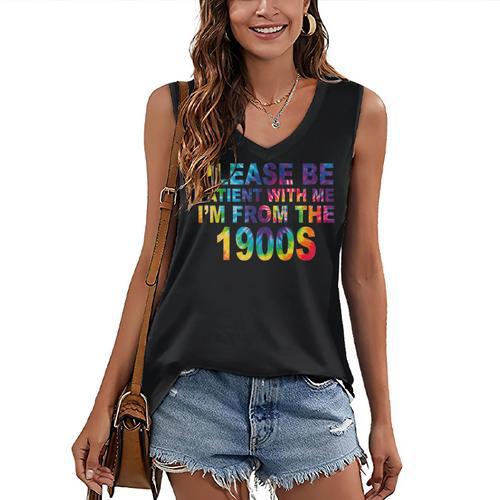 Please Be Be Patient With Me I'm From The 1900s Hippie Women's V-Neck Tank Top - Figerry