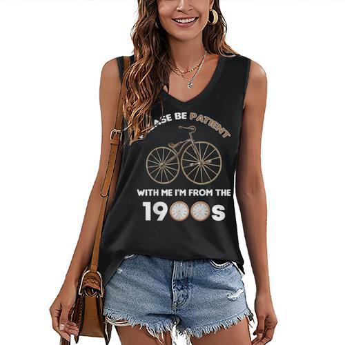 Please Be Patient With Me I'm From The 1900s Vantage Women's V-Neck Tank Top - Figerry