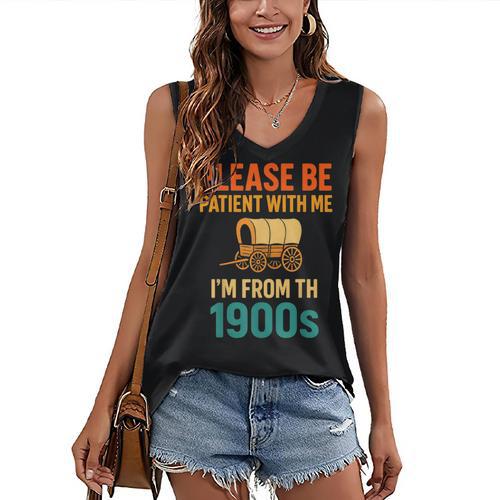 Please Be Patient I'm From The 1900s Vintage Father Day Men Women's V-Neck Tank Top - Figerry
