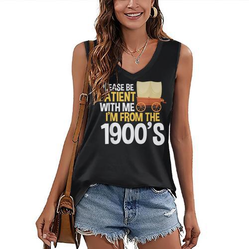 Please Be Patient With Me I'm From The 1900s Vintage Oregon Women's V-Neck Tank Top - Figerry