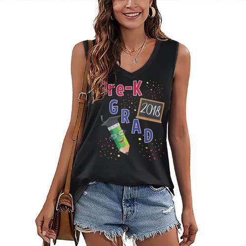 Pre Kindergarten Graduation 2018 Fun Graduate Shirt For Kids Women's V-Neck Tank Top - Best Gift Smart