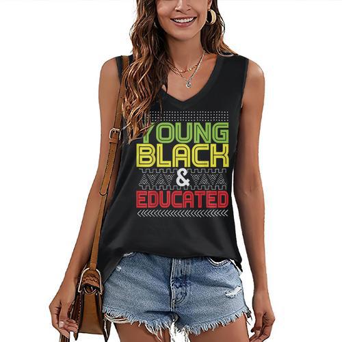 Proud African American Educated Graduation Women's V-Neck Tank Top - Best Gift Smart