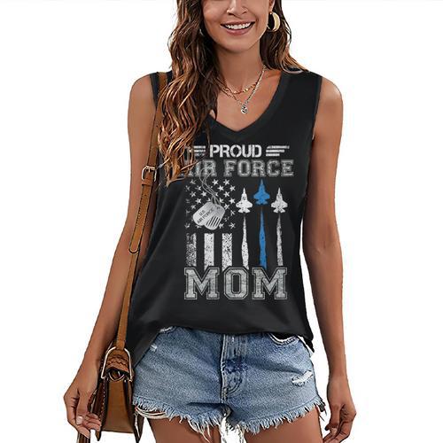 Proud Air Force Mom US Air Force Graduation Mom Women's V-Neck Tank Top - Best Gift Smart