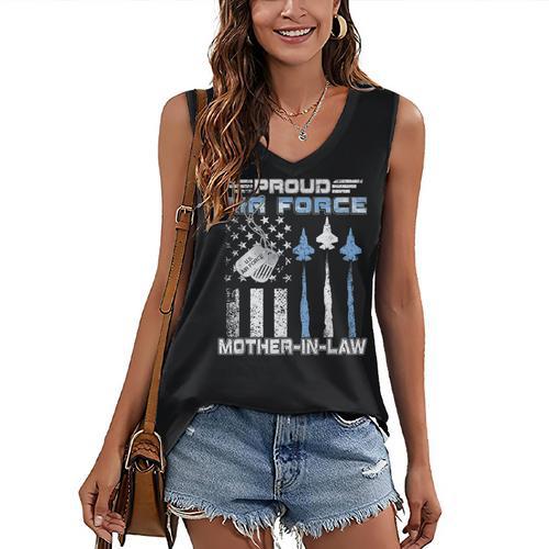 Proud Air Force Mother-In-Law US Air Force Graduation Women's V-Neck Tank Top - Best Gift Smart