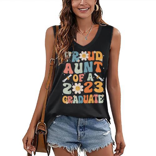 Proud Aunt Of A Class Of 2023 Graduated Graduation Women Women's V-Neck Tank Top - Best Gift Smart