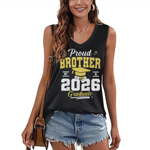 Proud Brother Of a Class Of 2026 Graduate Senior Graduation Women's V-Neck Tank Top - Best Gift Smart