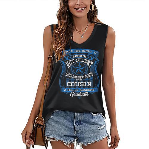 Proud Of Cousin Police Academy Graduation Shirt Women's V-Neck Tank Top - Best Gift Smart