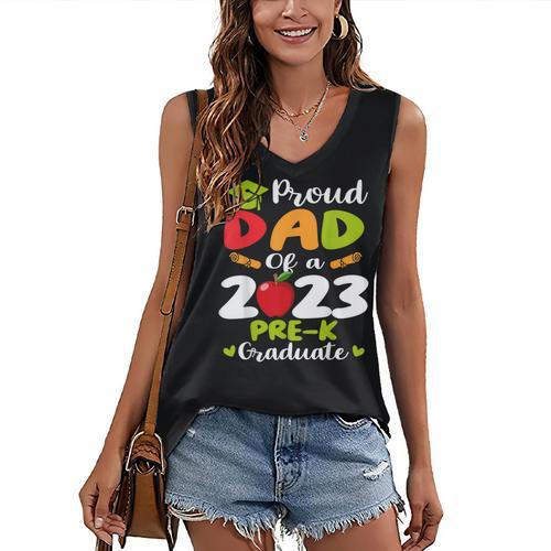 Proud Dad Of 2023 Pre K Graduate Graduation Women's V-Neck Tank Top - Best Gift Smart
