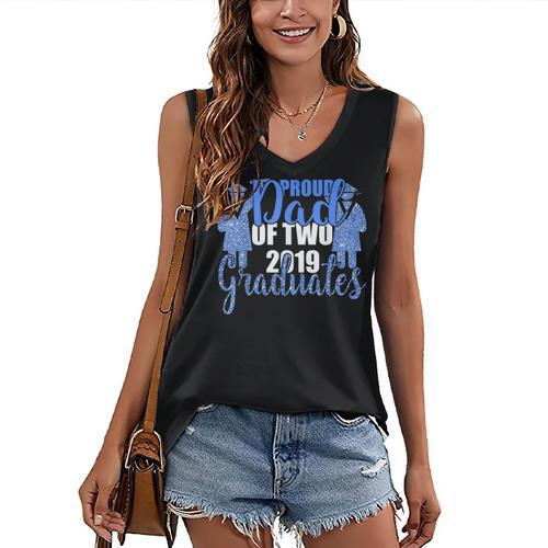 Proud Dad Of Two 2019 Graduates Twin Papa Graduation Women's V-Neck Tank Top - Best Gift Smart