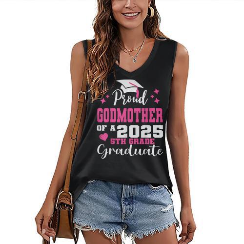 Proud Godmother Of 5th Grade Graduate 2025 Family Graduation Women's V-Neck Tank Top - Best Gift Smart