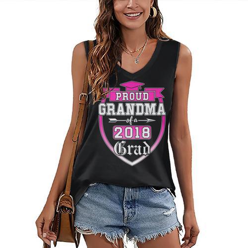 Proud Grandma Of a 2018 Grad Graduation Family Women's V-Neck Tank Top - Best Gift Smart