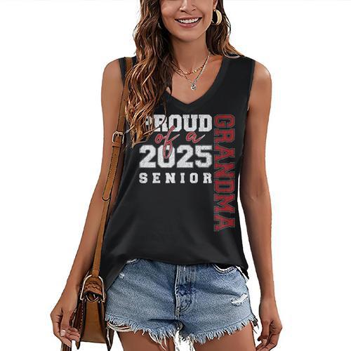 Proud Grandma Of A Class Of 2025 Senior Graduation 25 Women's V-Neck Tank Top - Best Gift Smart