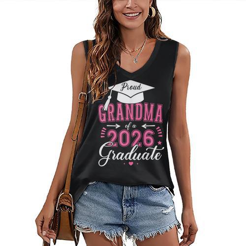 Proud Grandma Of a Class Of 2026 Graduate For Graduation Women's V-Neck Tank Top - Best Gift Smart